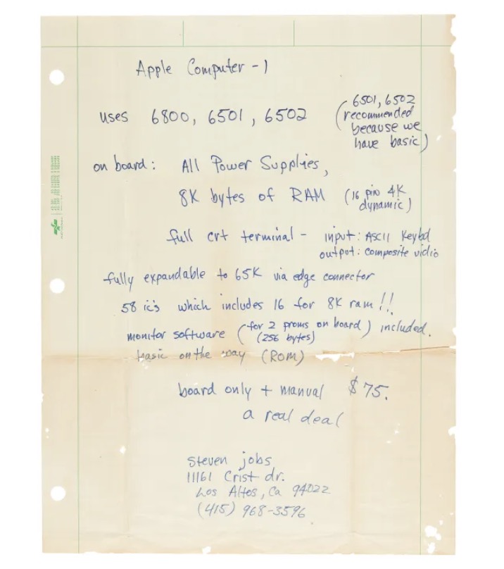 Mảnh giấy của Steve Jobs được đấu giá hơn 4 tỉ đồng